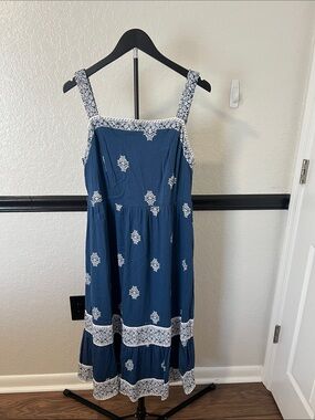 Lucky Brand Blue Sleeveless Maxi Style Dress size L - NWT